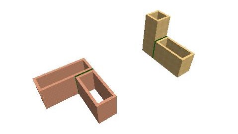 günstige Gebäudeformen durch Auflösung in rechteckige Bauteile und Ausbildung von Gebäudefugen (grün)